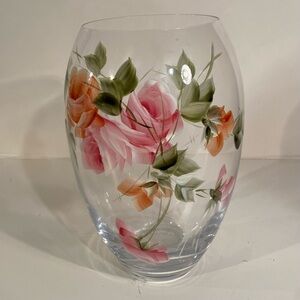 Puntoarte Hand Painted Signed Glass Vase 11” Height